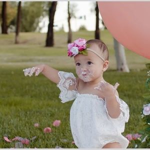 2 Items🌸Boho Birthday Romper w/Headband!